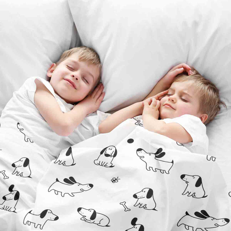 Therapiedekens beddengoed set wit met honden