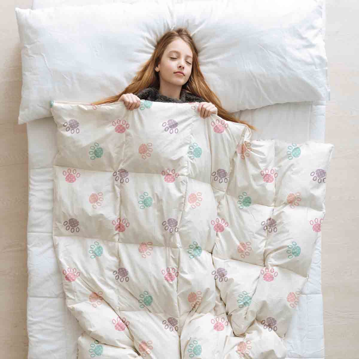 Therapiedekens beddengoed set wit met gekleurde pootafdrukken