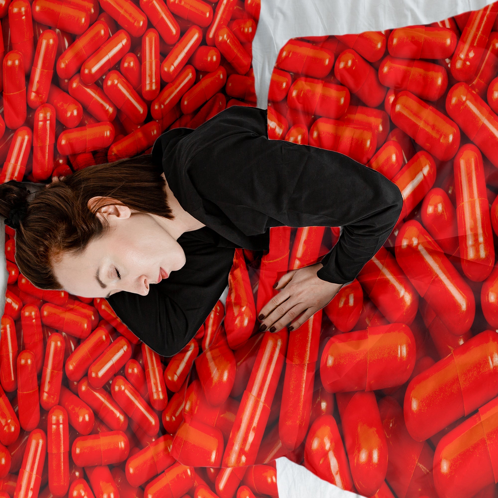 Originele therapiedeken - katoenen hoes rood tabletten