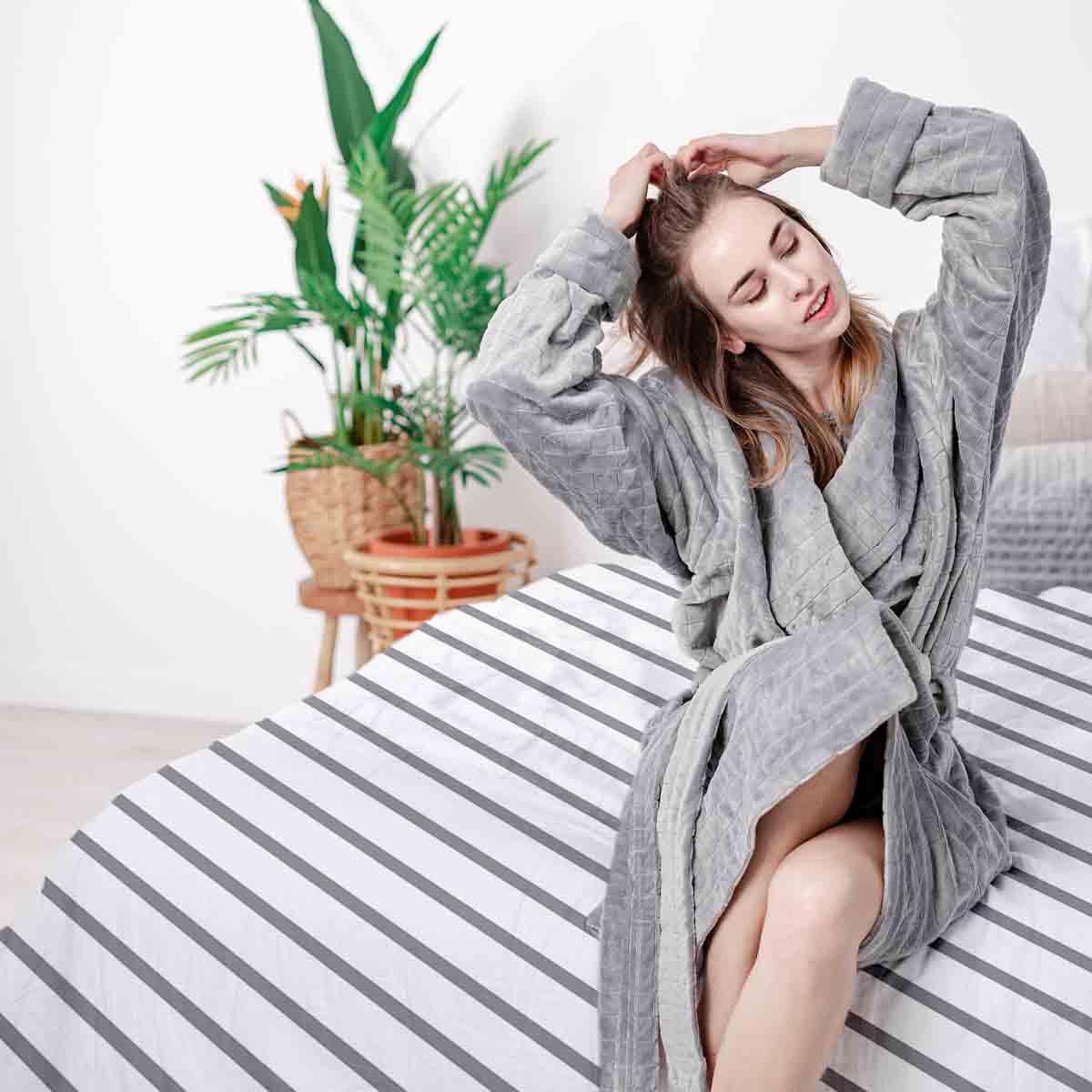 Therapiedecken beddengoed set grijze dwarsstrepen