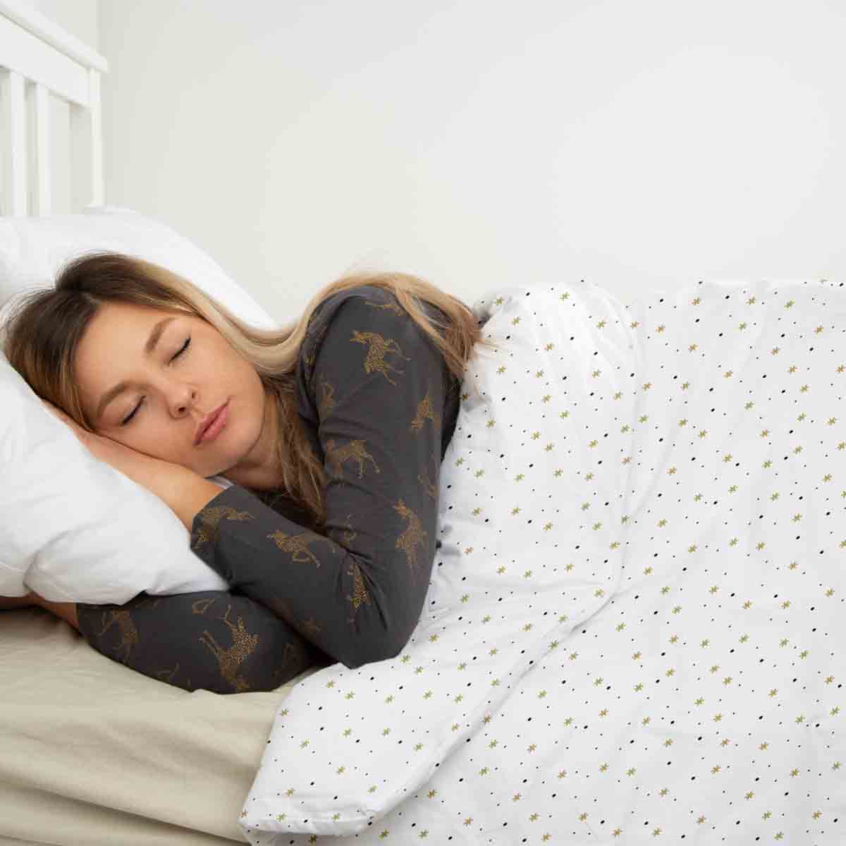 Therapiedekens beddengoed set wit met sterren en stippen