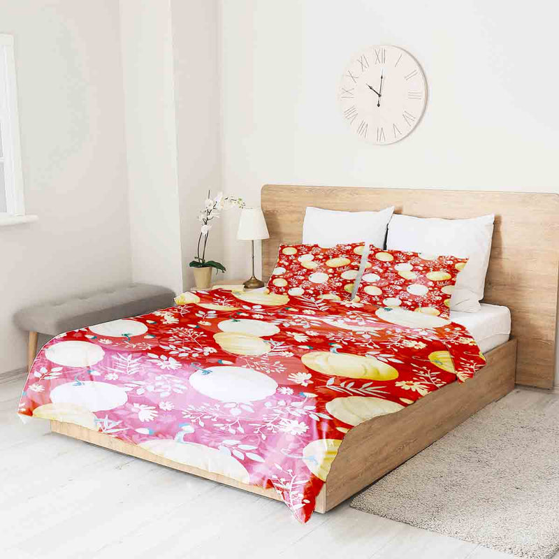 Therapiedekens beddengoed set rood met pompoenen