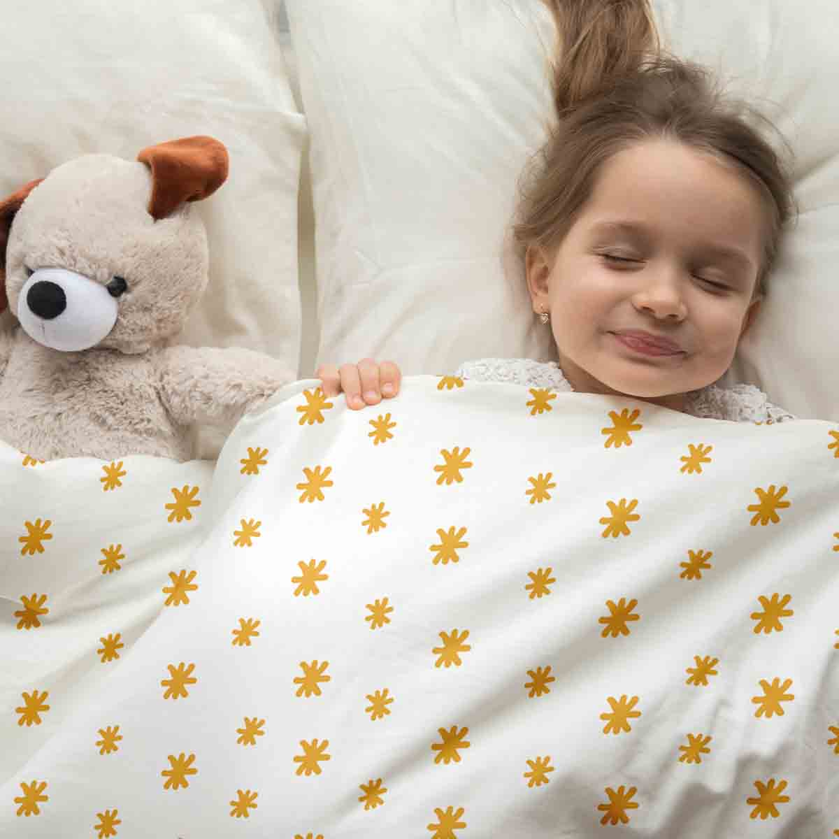 Therapiedekens beddengoed set gele bloemen