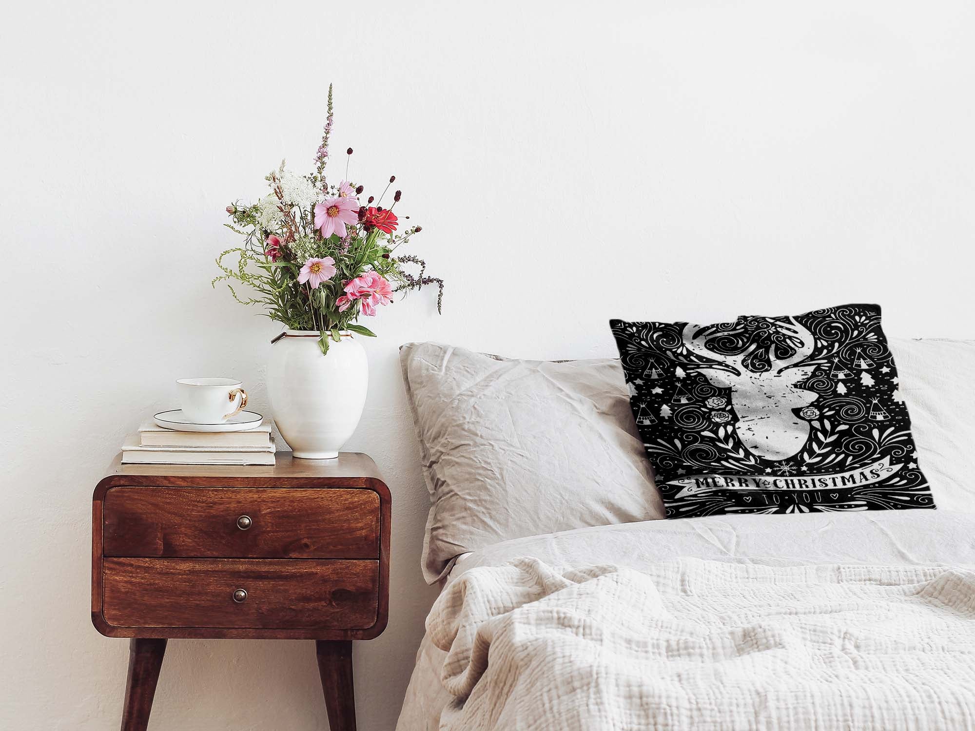 Gesundheitskissen Schwarz Merry Christmas