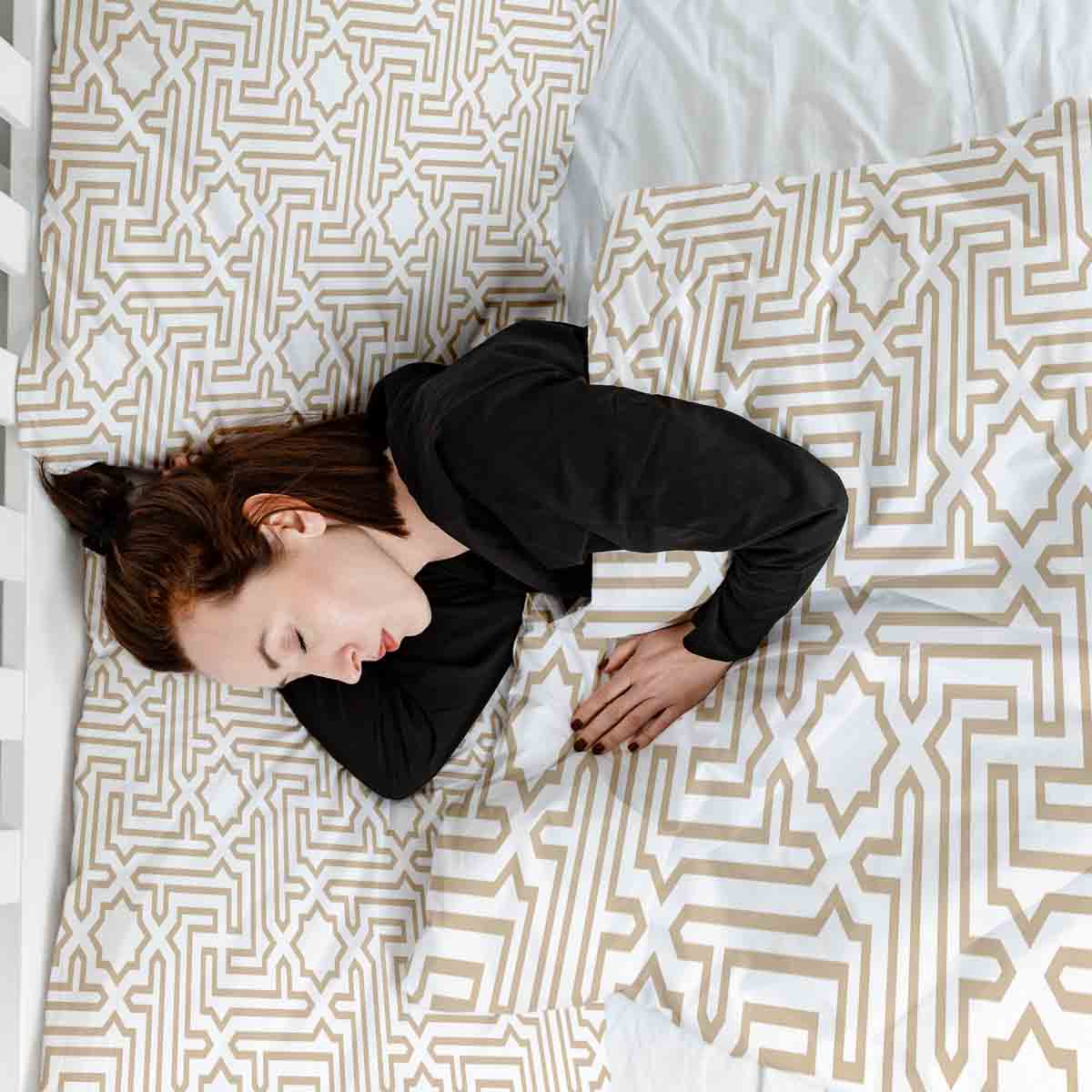 Therapiedekens beddengoed set beige met vormen