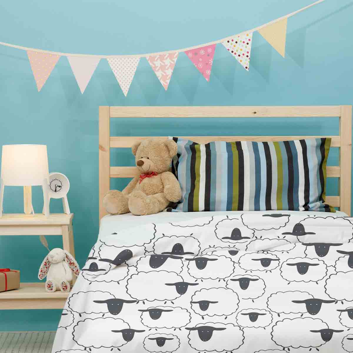 Therapiedekens beddengoed set wit met schapen