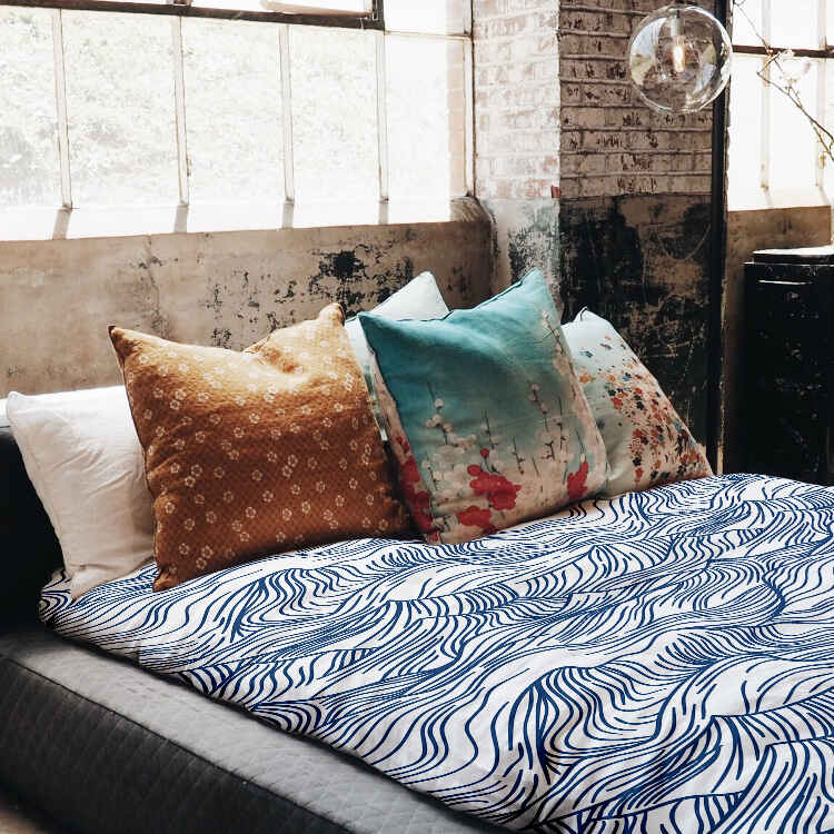 Original Therapiedecke - Baumwoll Bettwäsche Set Wellen in Blau