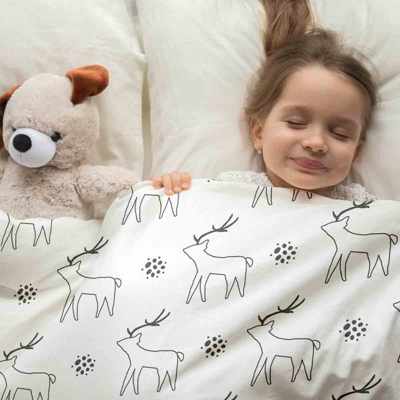 Therapie dekens katoenen hoes wit met hert