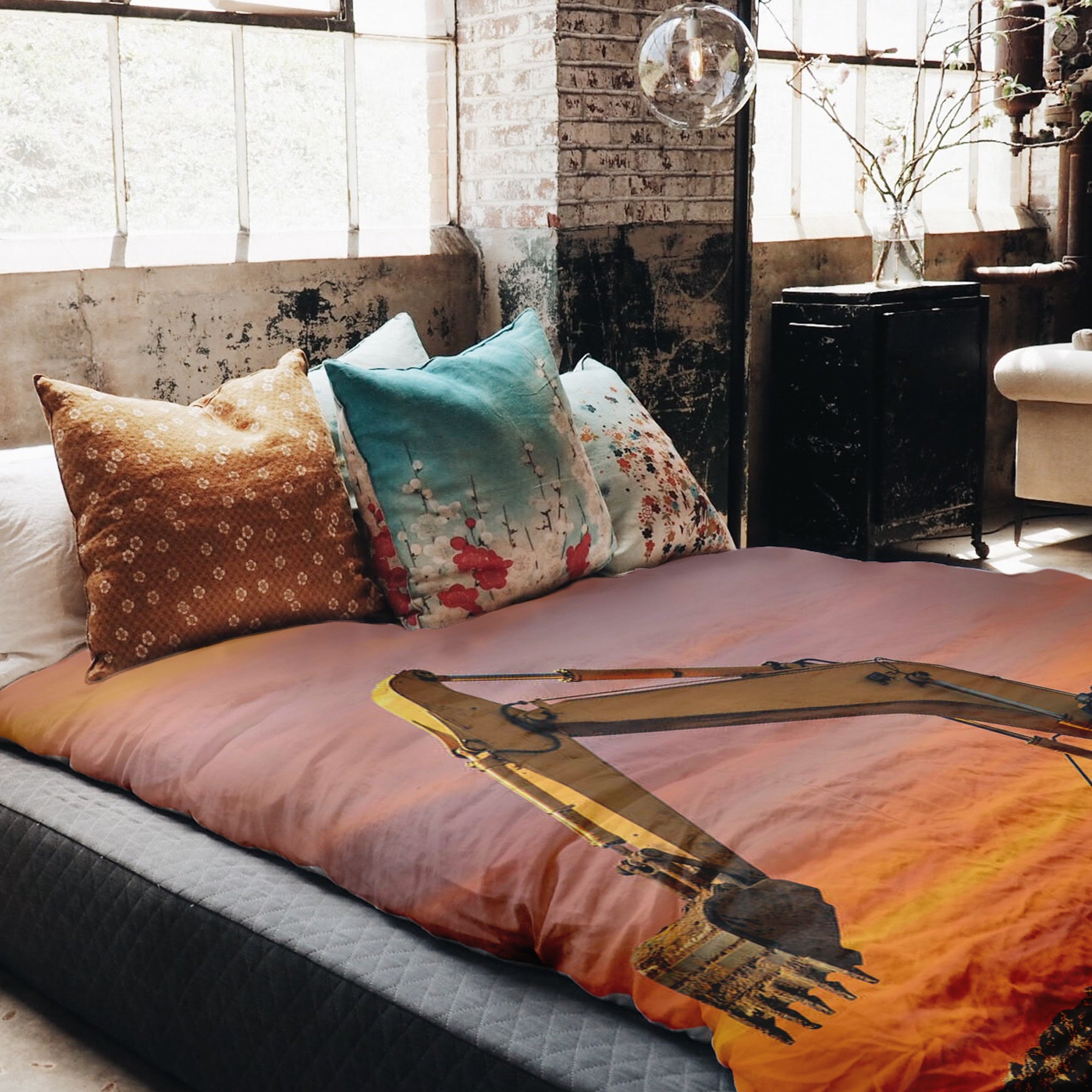 Original Therapiedecke - Baumwoll Bettwäsche Set Traktor im Sonnenaufgang