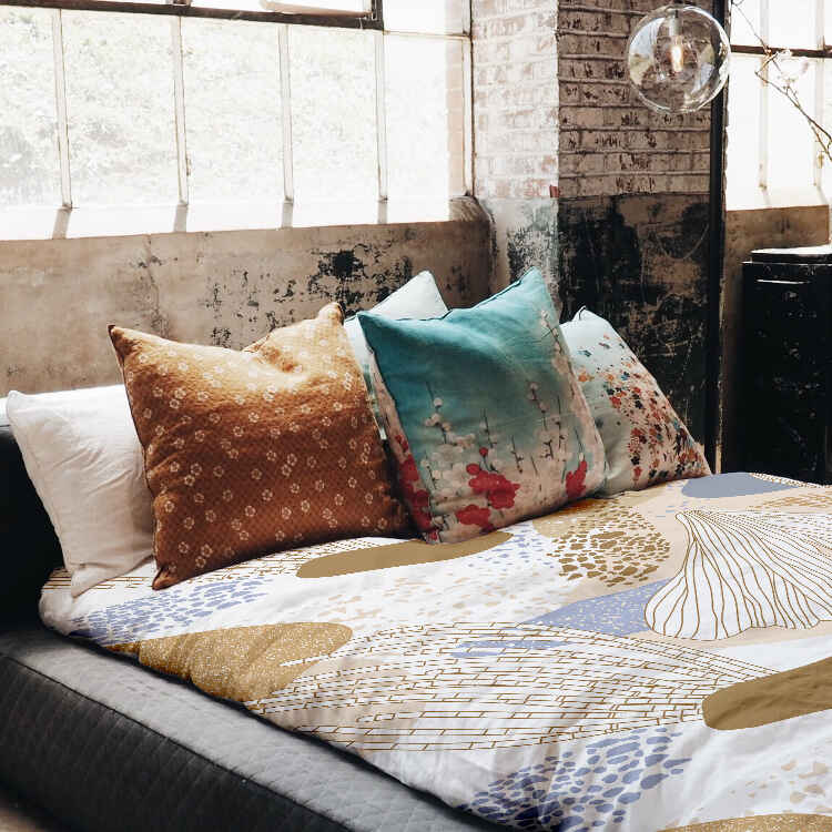 Original Therapiedecke - Baumwoll Bettwäsche Set Seeanemone gold