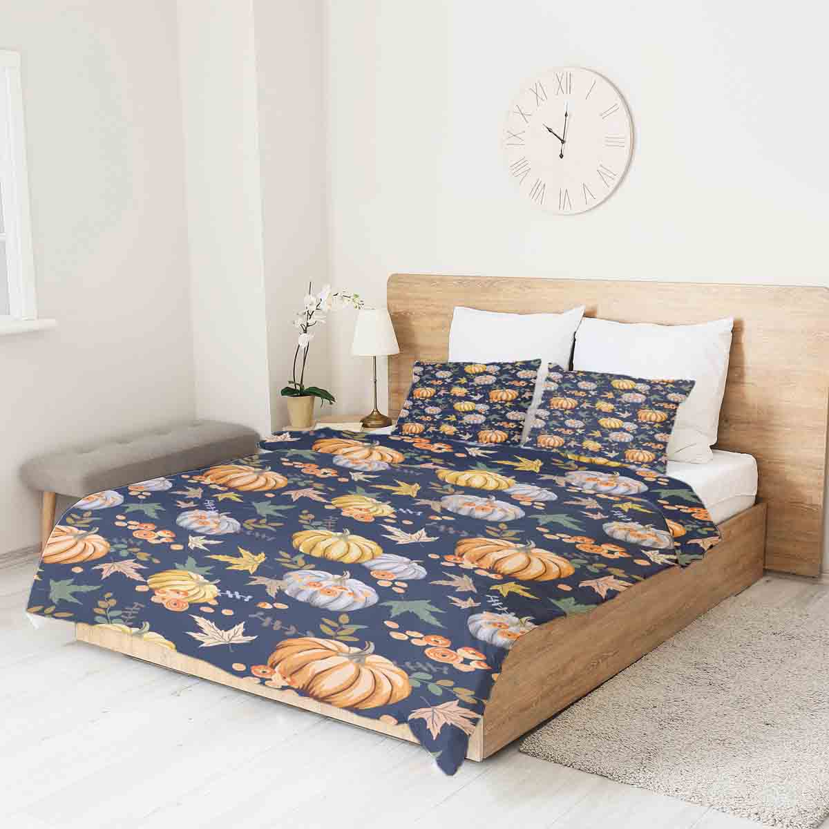 Original Therapiedecke - Baumwollbezug Blau mit Kürbissen