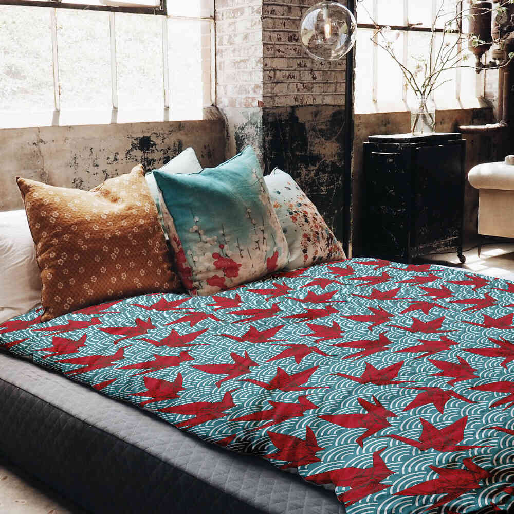 Original Therapiedecke - Baumwoll Bettwäsche Set Rot Origami