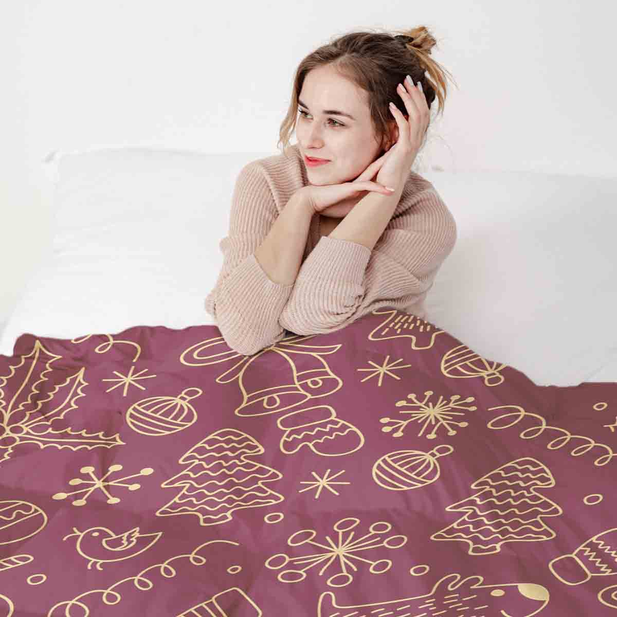 Originele therapiedeken - katoenen hoes rood met leuke kerstmotieven