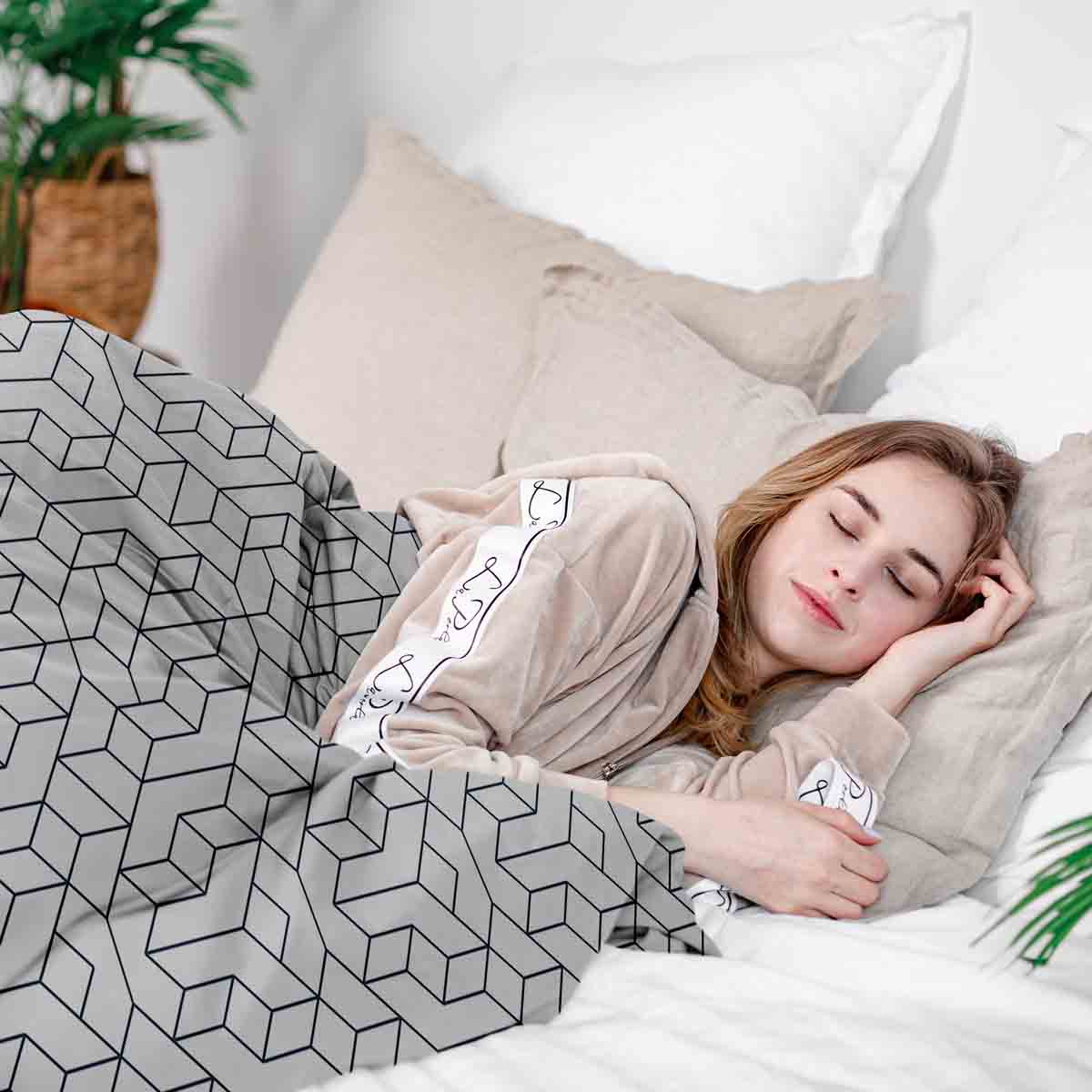 Therapiedekens beddengoedset met zwart patroon