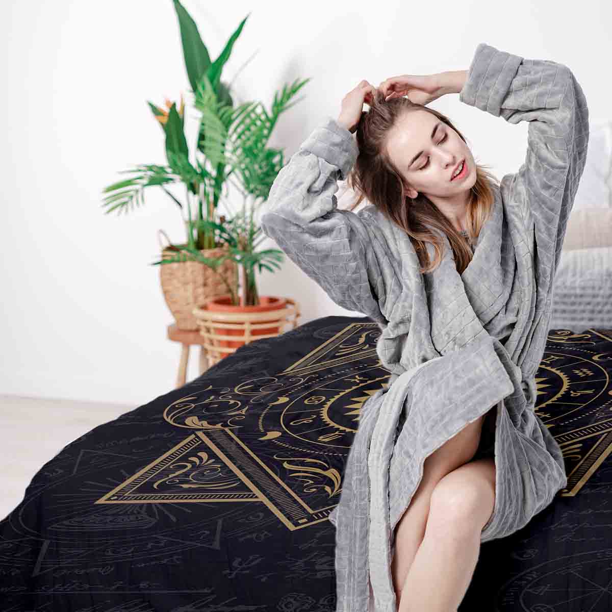 Originele therapiedeken - katoenen hoes zwart mystiek mandala
