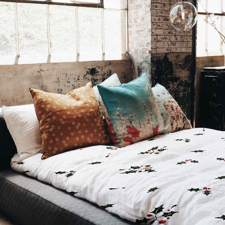 Original Therapiedecke - Baumwollbezug Weiß Mistelzweige