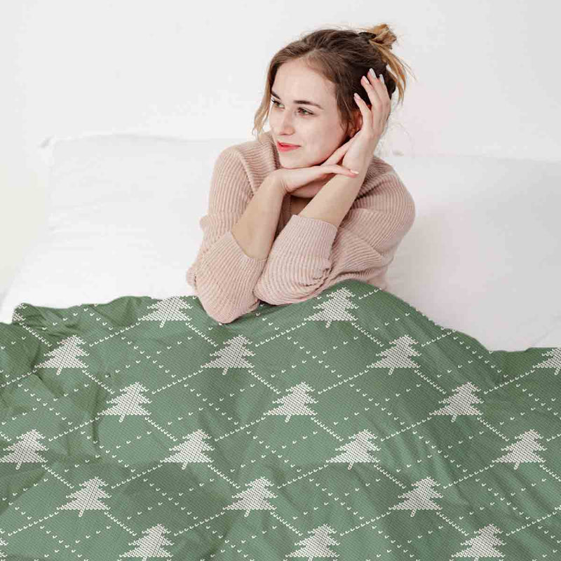 Therapiedekens katoenen hoes groen met dennenbomen