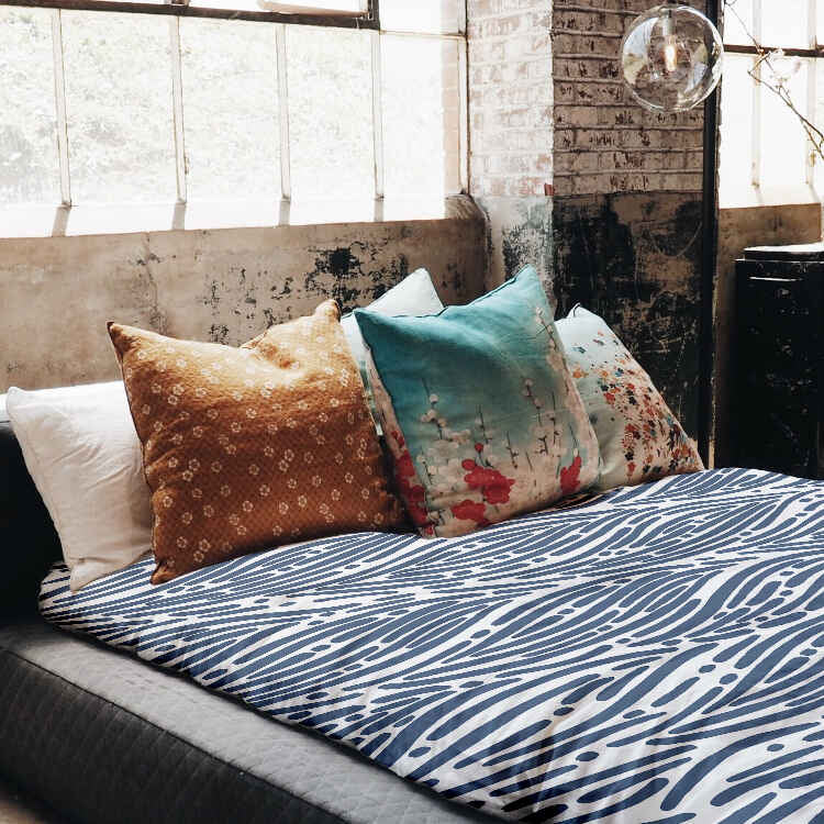 Therapie dekens katoenen hoes golvend patroon blauw