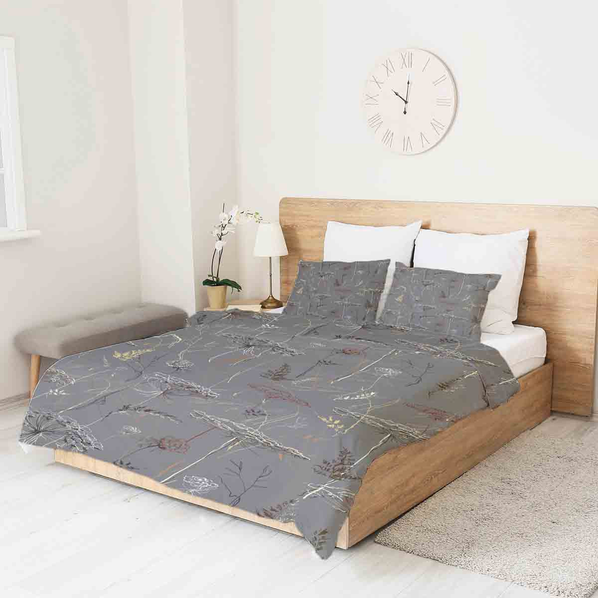 Original Therapiedecke - Baumwollbezug Grau mit goldenen Pflanzen