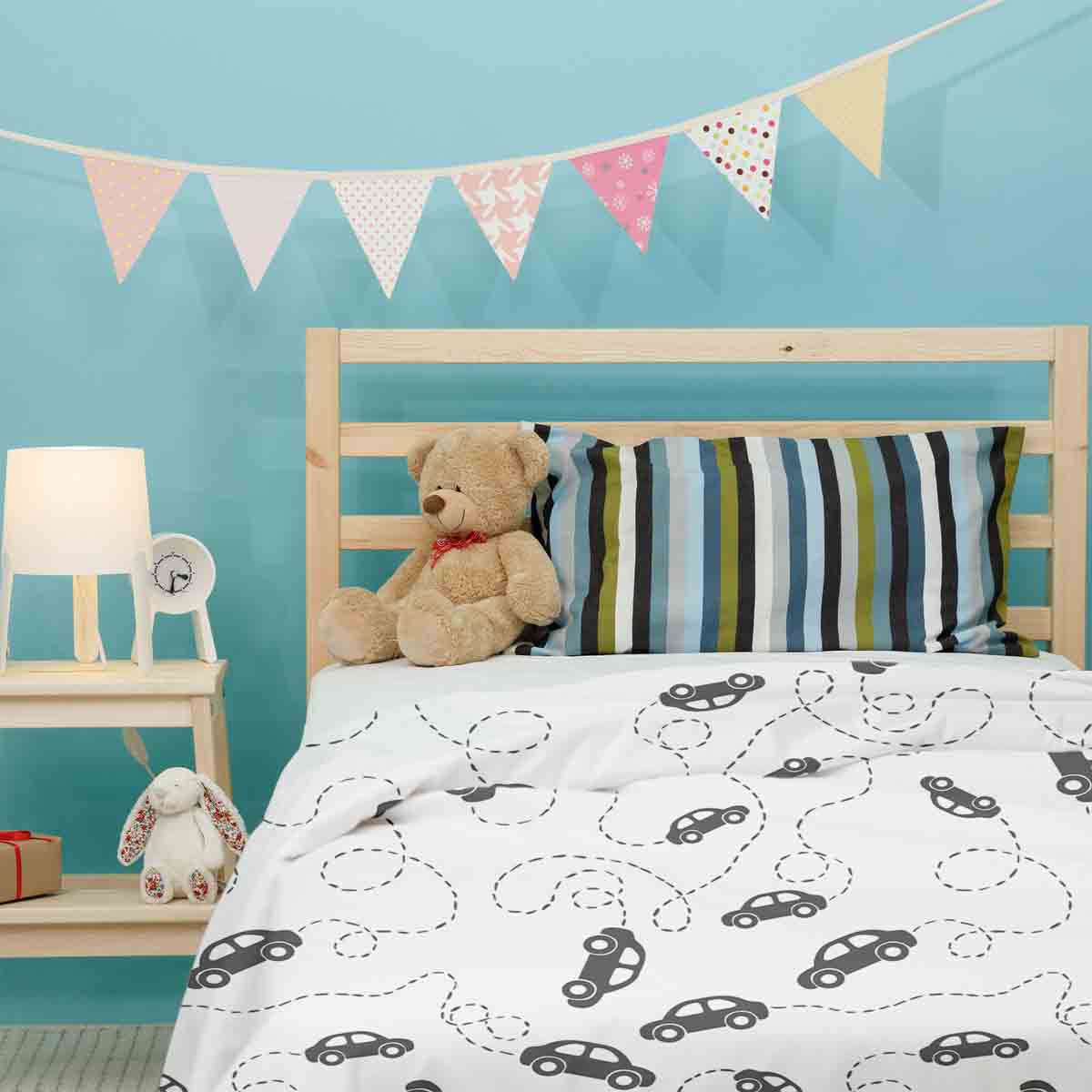 Original Therapiedecke - Baumwoll Bettwäsche Set mit schwarzen Autos