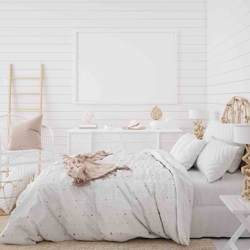 Therapiedekens beddengoed set wit met kleine vormen