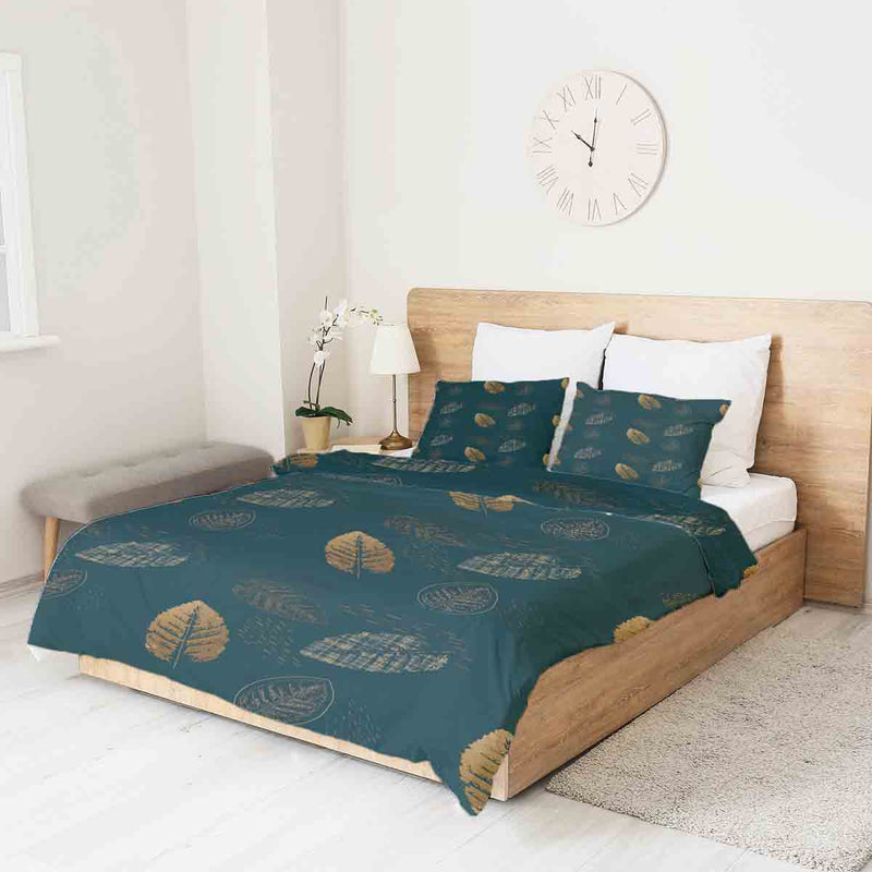 Therapiedekens katoenen hoes groen met gouden blad