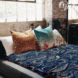 Therapiedekens katoenen hoes blauw met schelpen