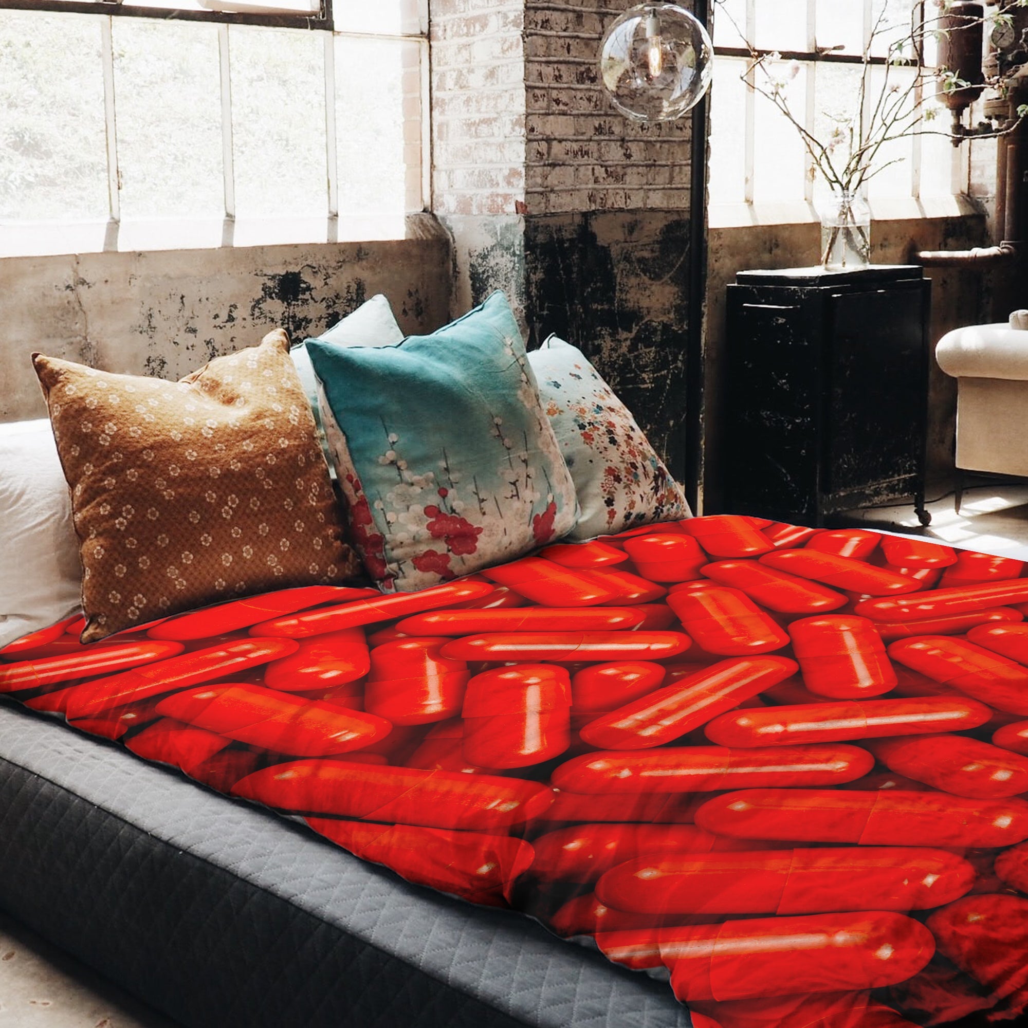 Originele therapiedeken - katoenen hoes rood tabletten