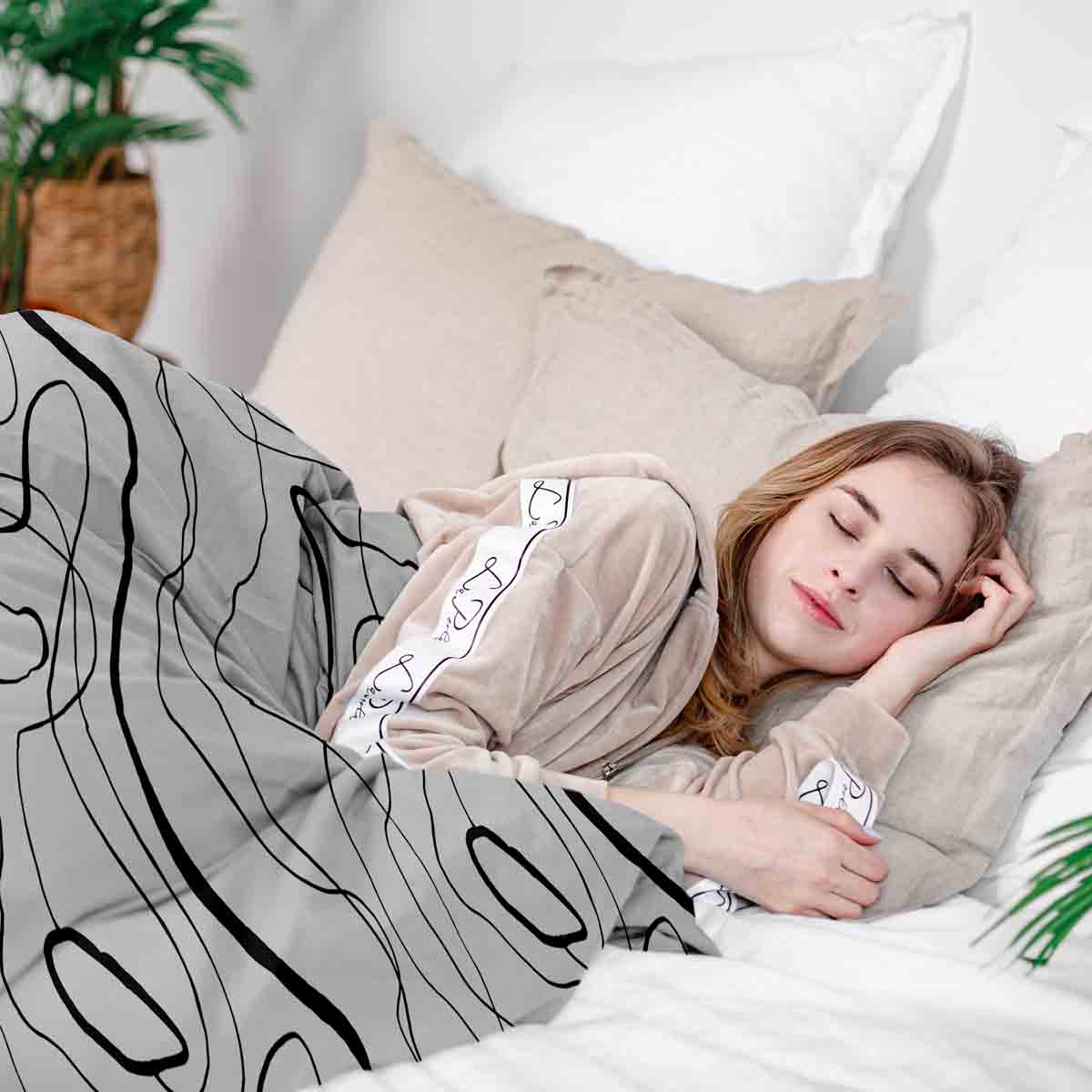 Original Therapiedecke - Baumwoll Bettwäsche Set mit schwarzen Schlangenlinien