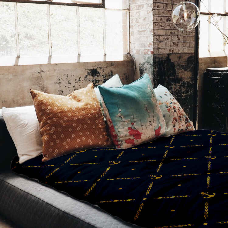 Therapiedekens katoenen hoes blauw met anker
