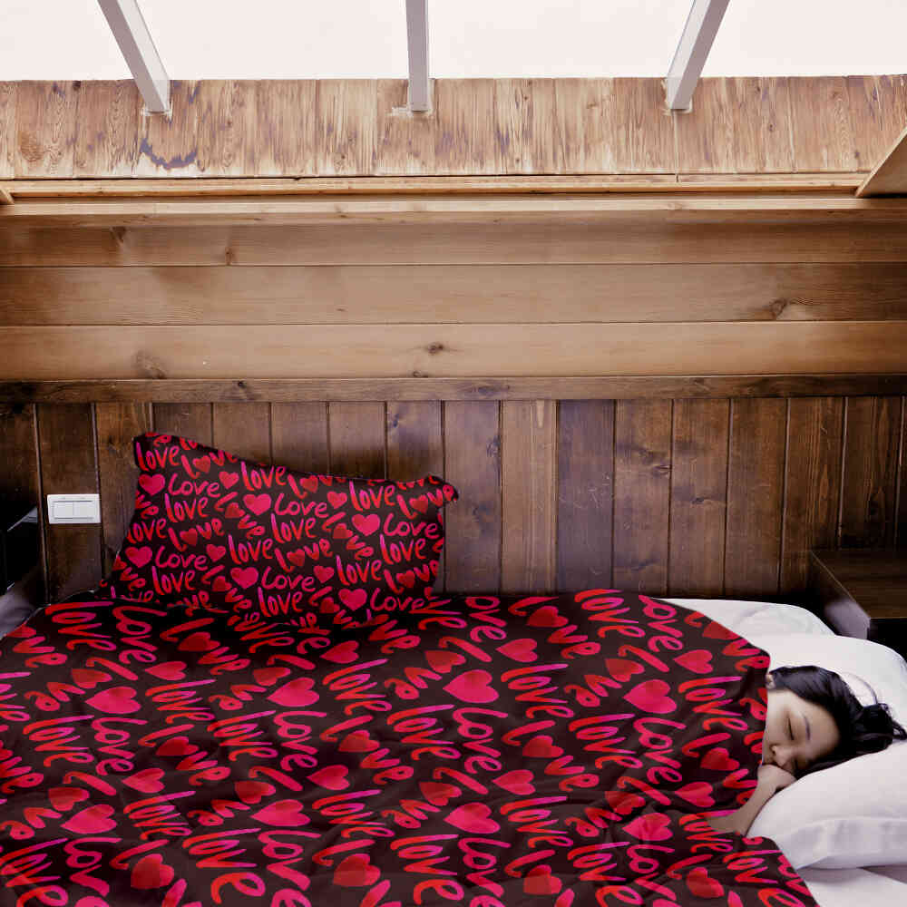 Original Therapiedecke - Baumwoll Bettwäsche Set Schwarz mit Schriftzug Love