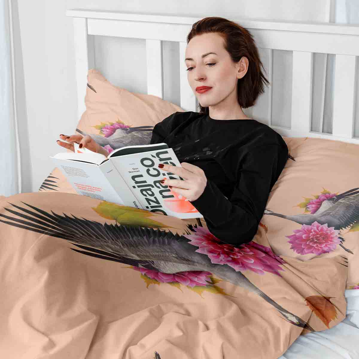 Therapiedekens Beddengoed Set Oranje met Kraanvogel