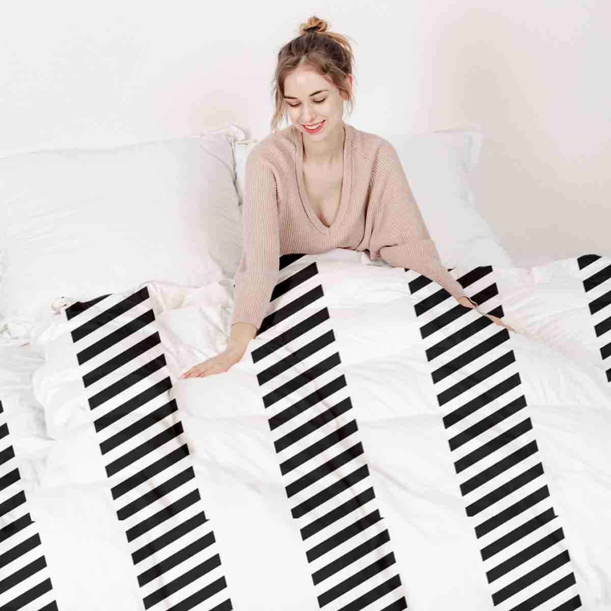 Original Therapiedecke - Baumwollbezug Grau mit dicken und dünnen Streifen