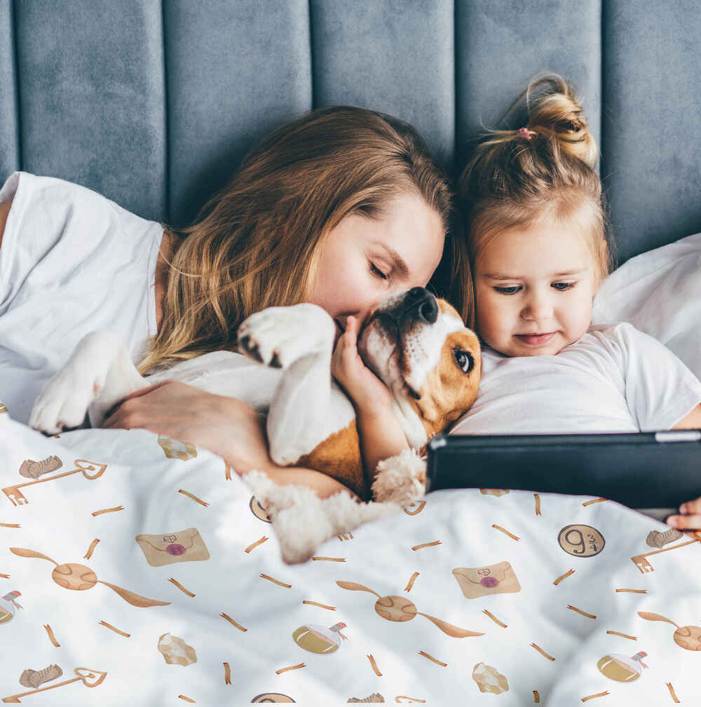 Original Therapiedecke - Baumwoll Bettwäsche Set Weiß mit Schnatz