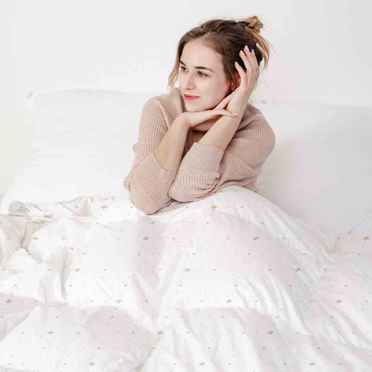 Original Therapiedecke - Baumwollbezug Weiß mit kleinen Formen