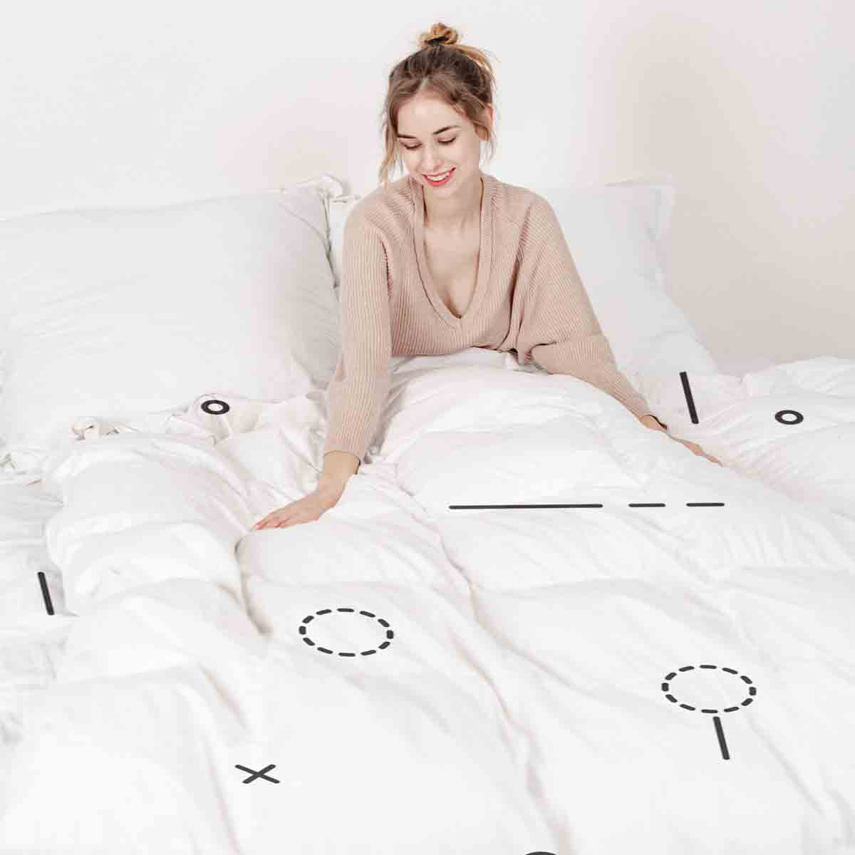 Therapiedekens beddengoed set wit met zwarte vormen