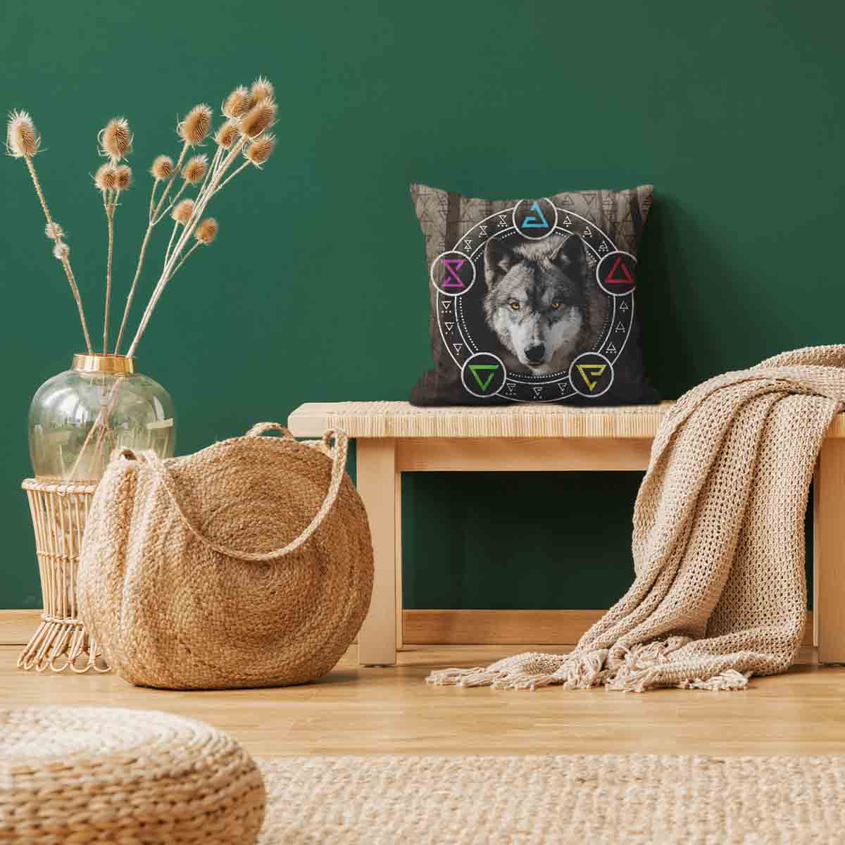 Gesundheitskissen Braun mit Wolf