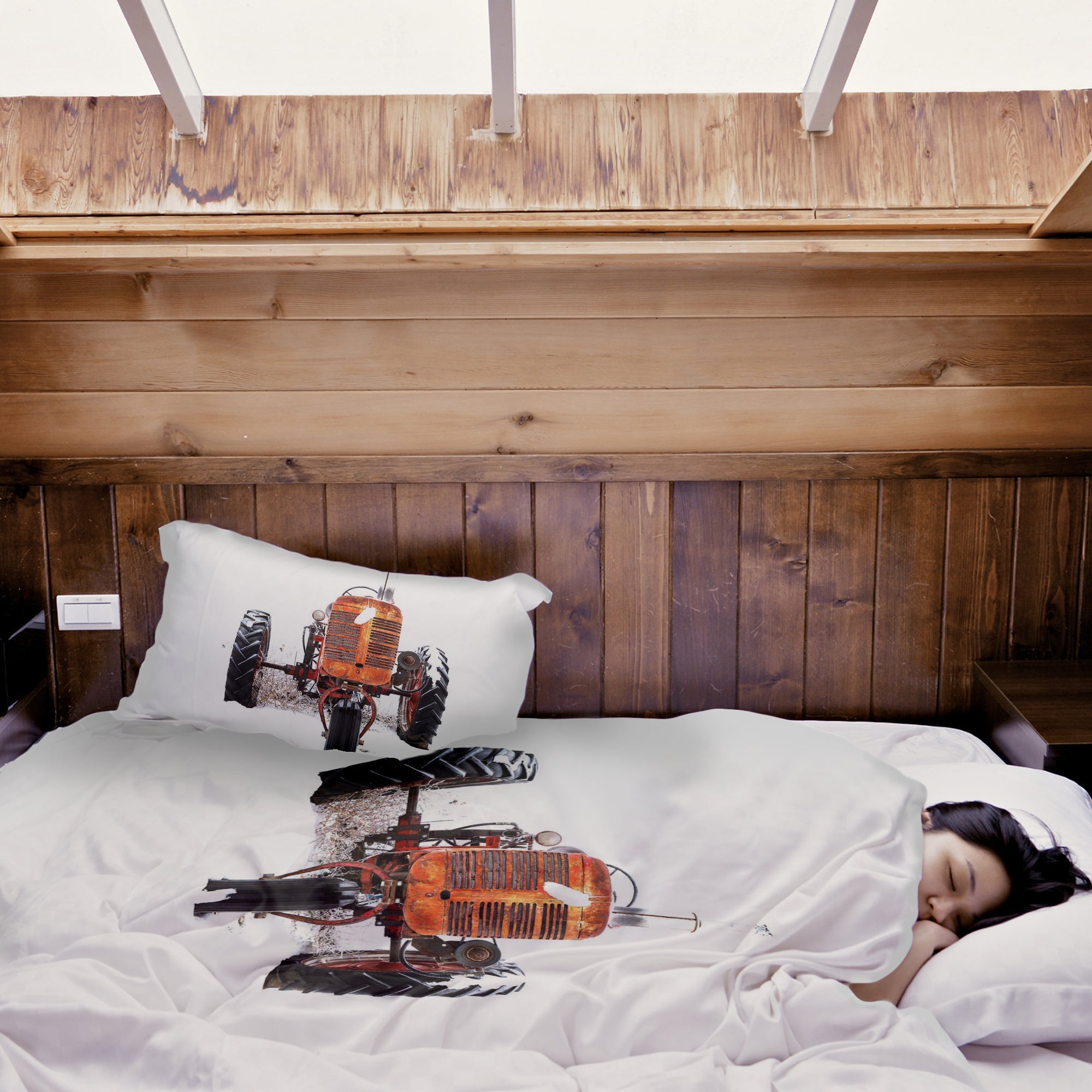 Therapiedekens Beddengoed Set Tractor in Oranje