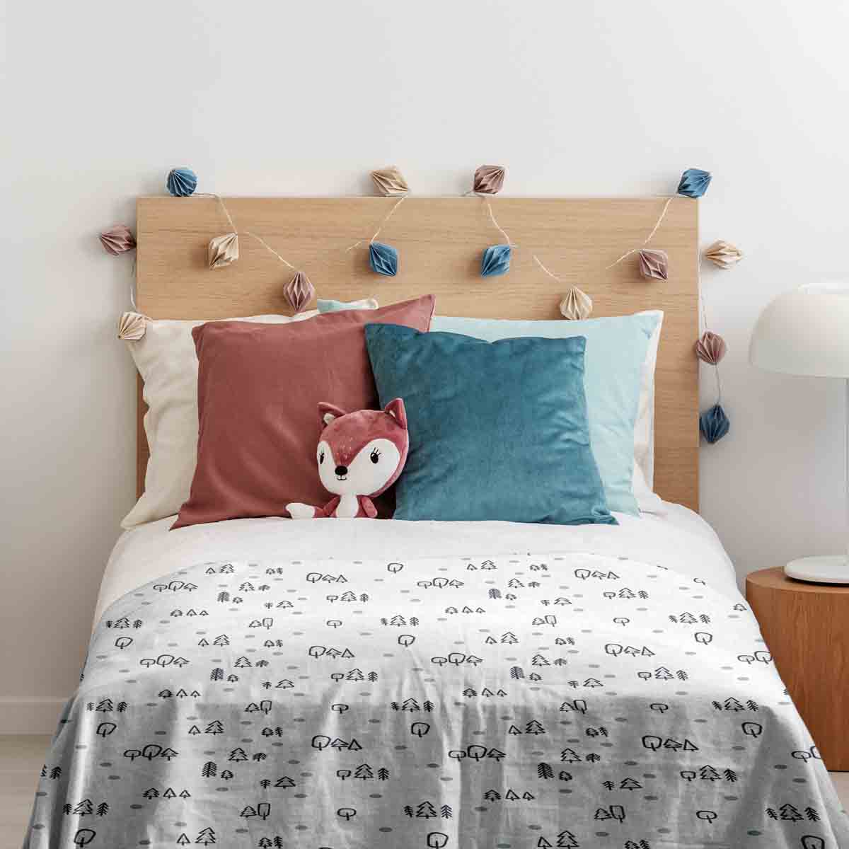 Therapiedecken beddengoed set wit met stippen en bomen