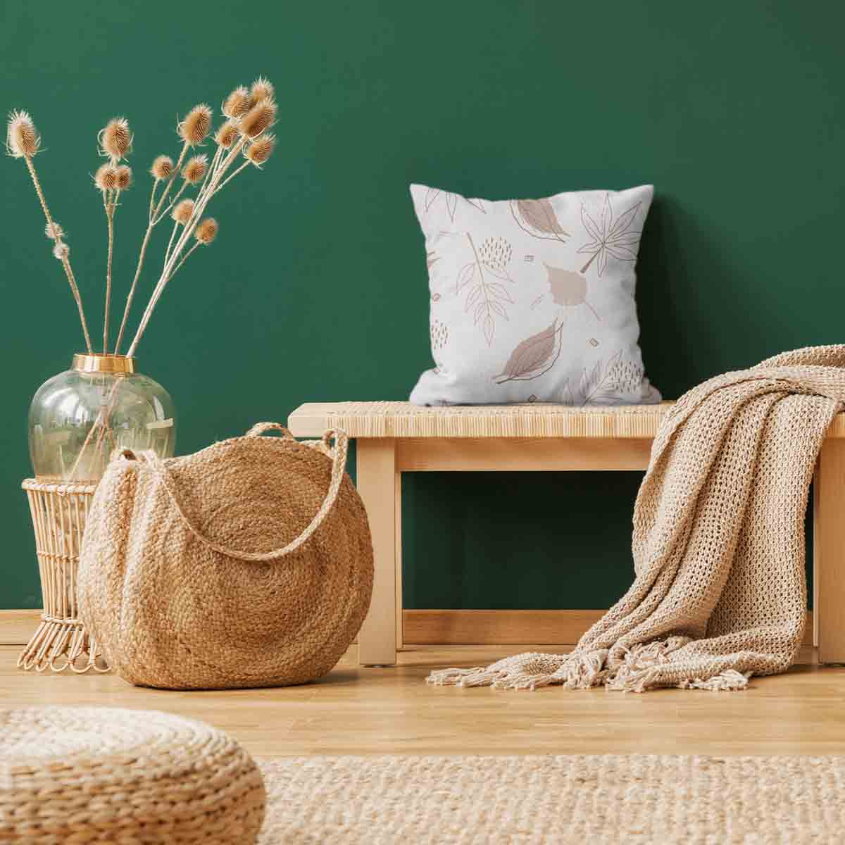 Gezondheidskussen roze met bladeren