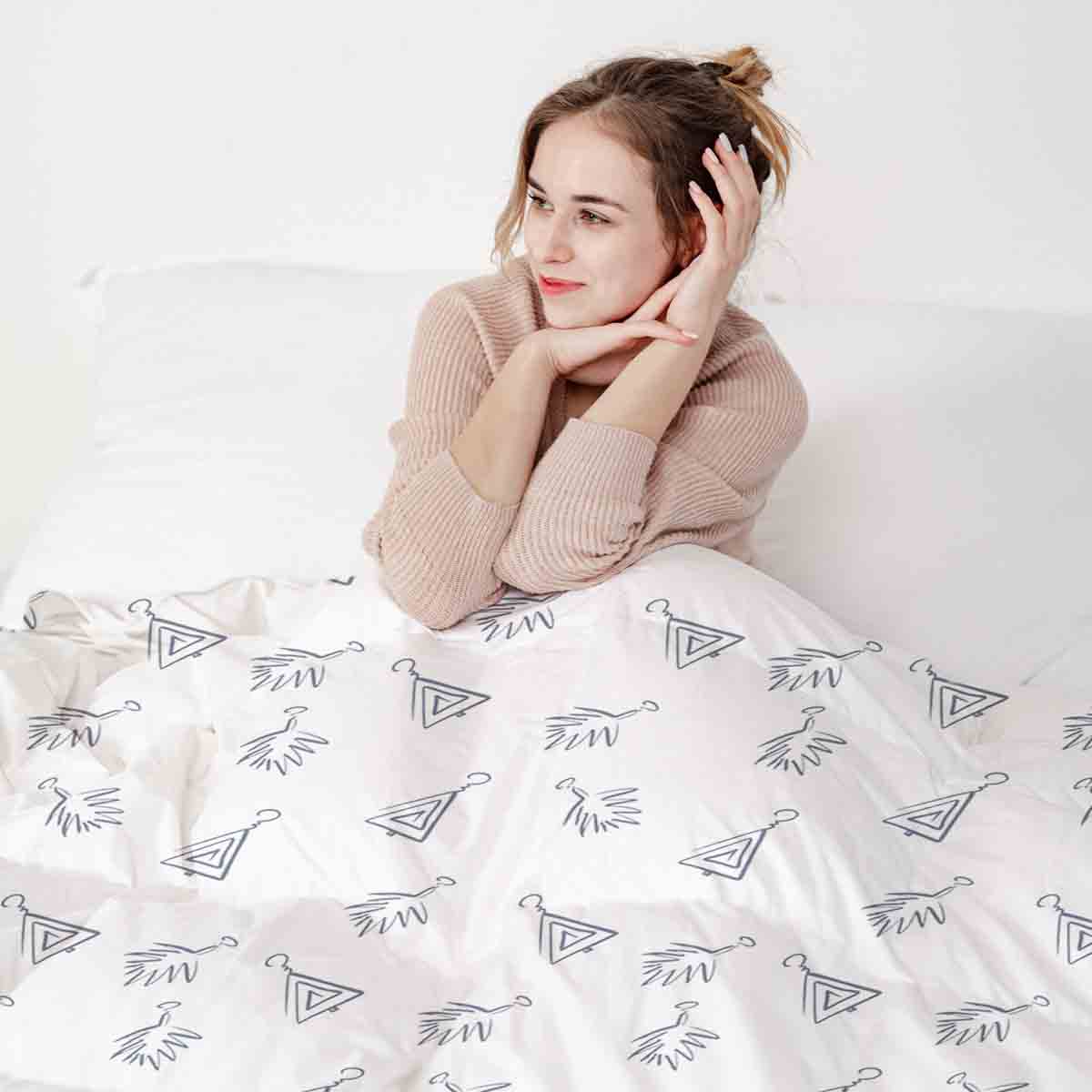 Therapiedekens Beddengoed Set Wit met Boho Oorbellen