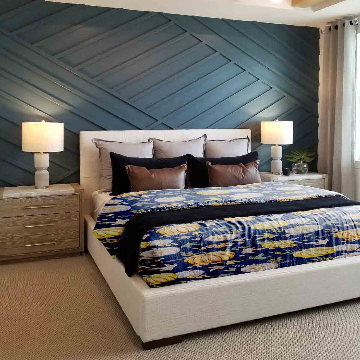 Therapiedekens beddengoed set blauw met pompoenen