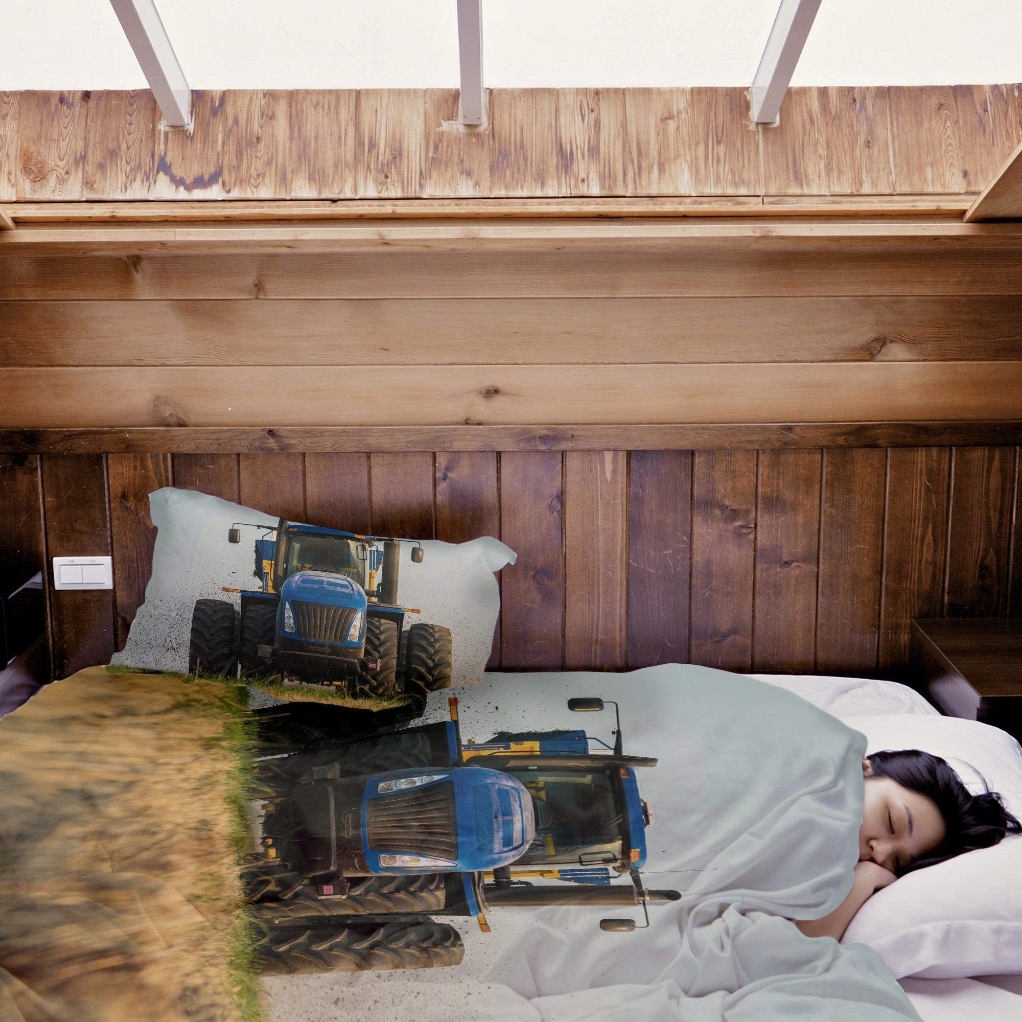 Therapiedekens Beddengoed Set Tractor in Blauw