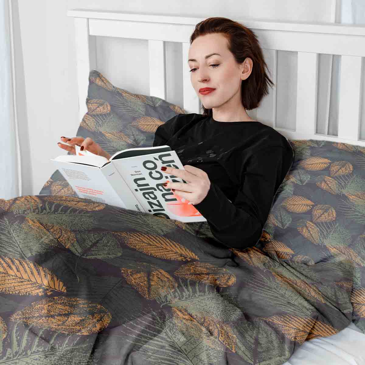 Therapiedekens beddengoed set herfstig bladmotief