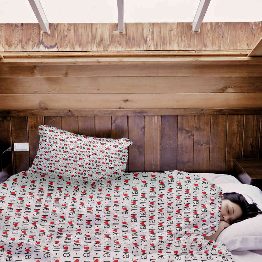 Original Therapiedecke - Baumwoll Bettwäsche Set Weiß Love U