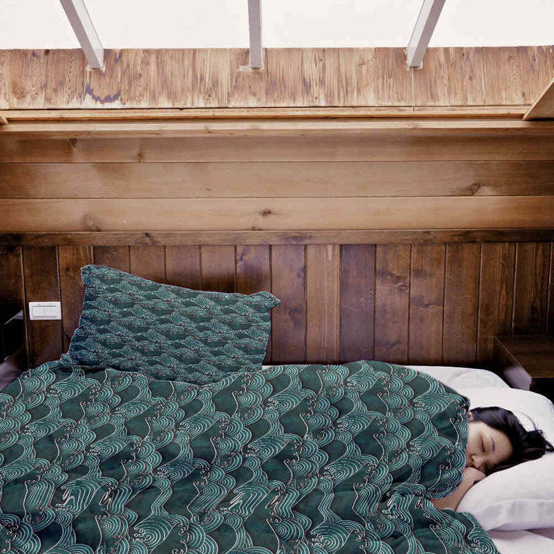 Therapiedekens katoenen hoes golf turquoise-groen