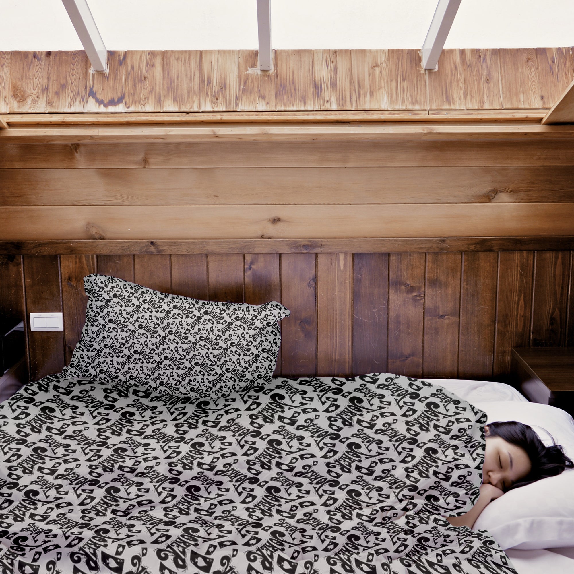 Original Therapiedecke - Baumwoll Bettwäsche Set Schriftzug in Schwarz Joker