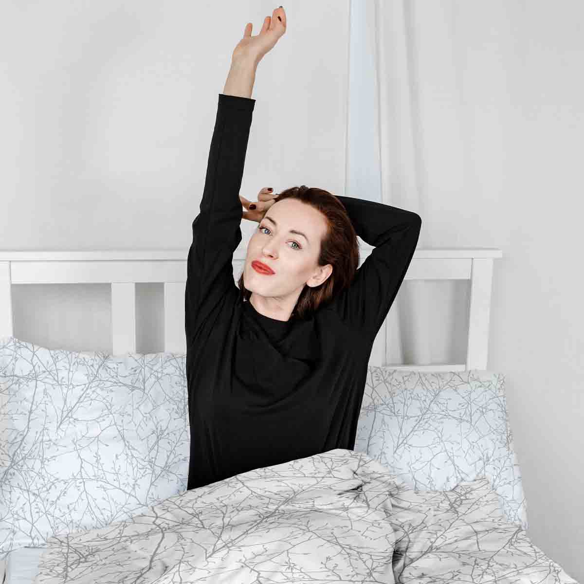 Original Therapiedecke - Baumwollbezug Weiß mit zarten grauen Zweigen