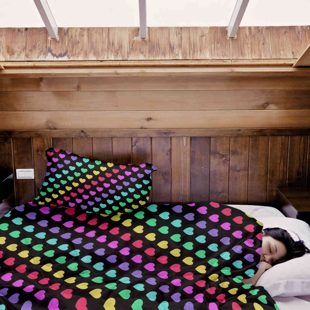 Original Therapiedecke - Baumwollbezug bunte Herzen