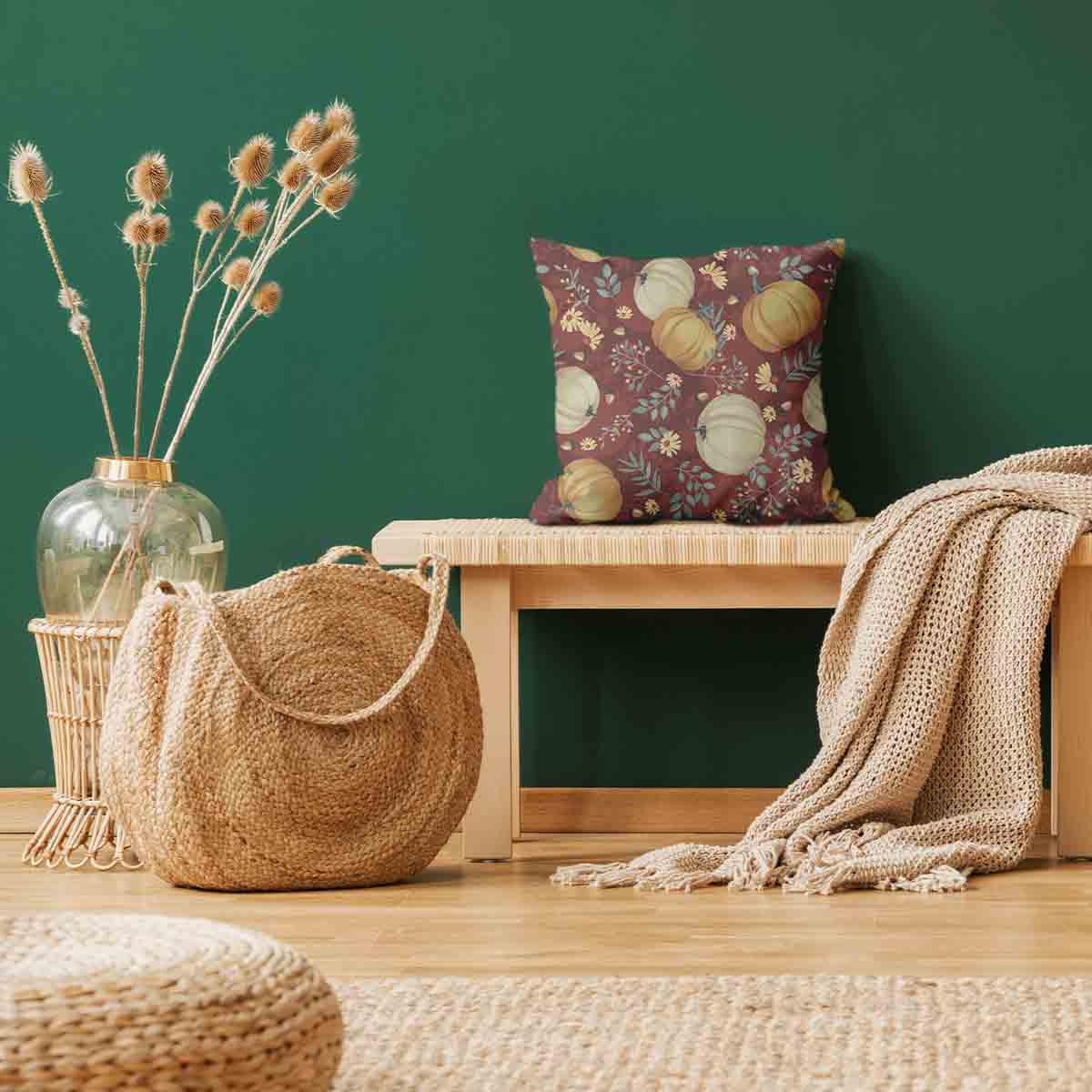 Gesundheitskissen Rot mit Kürbissen